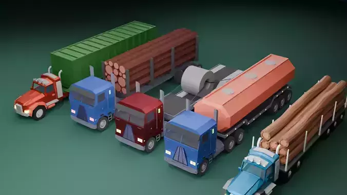 Trucks Low Poly Low-poly 3D model