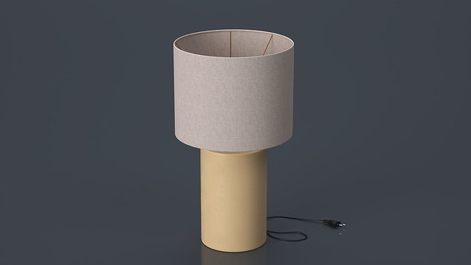 Elegant Table Lamp with Fabric Shade 3D model 3