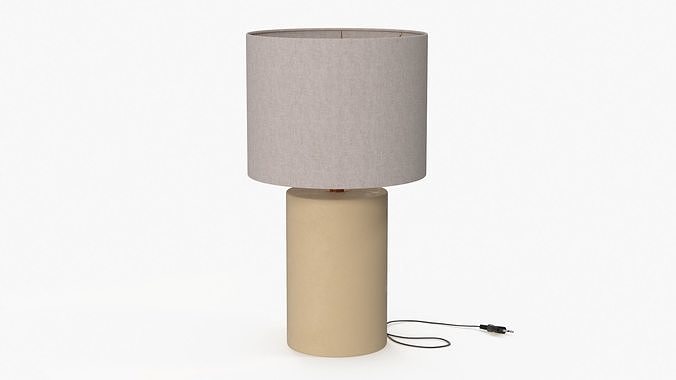 Elegant Table Lamp with Fabric Shade 3D model 5