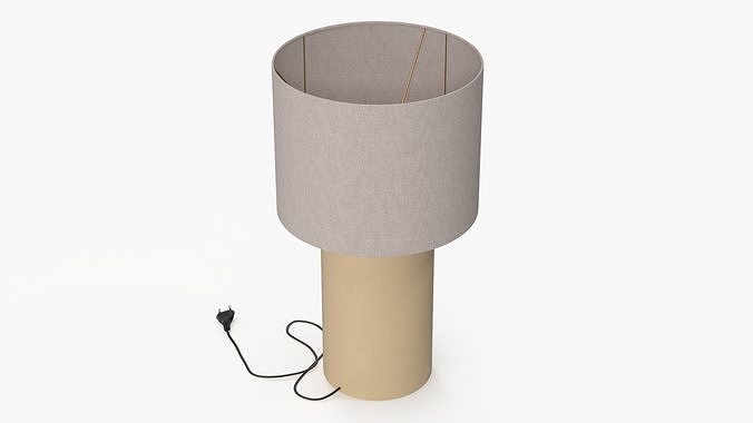 Elegant Table Lamp with Fabric Shade 3D model 6