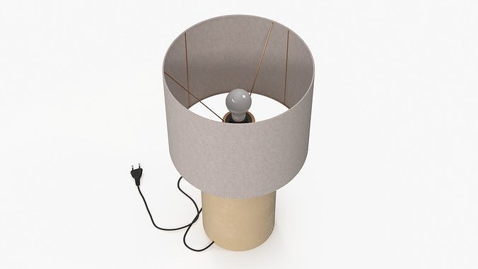 Elegant Table Lamp with Fabric Shade 3D model 7