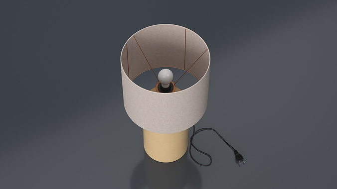 Elegant Table Lamp with Fabric Shade 3D model 4