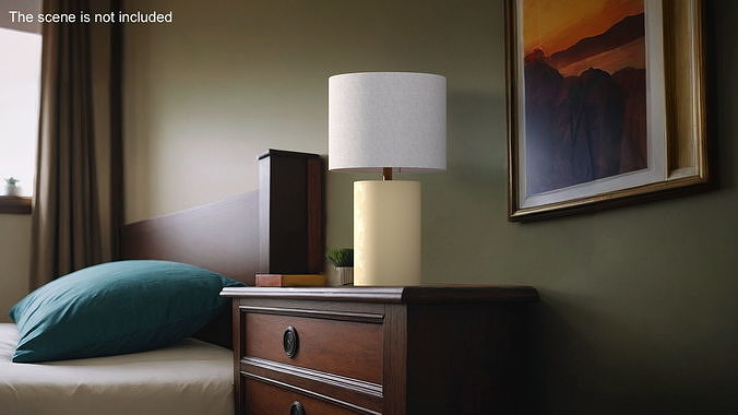 Elegant Table Lamp with Fabric Shade 3D model 2