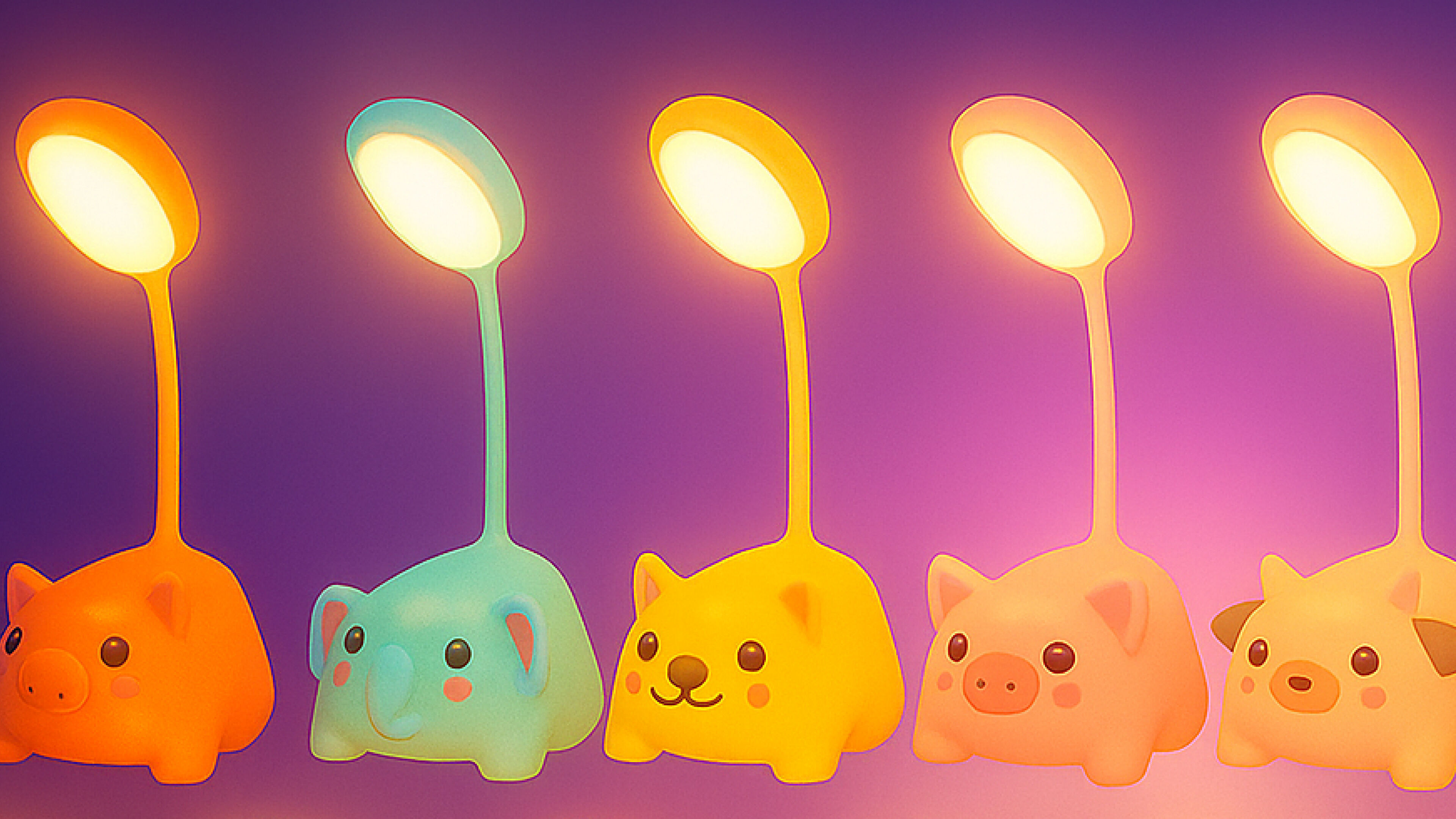 Animal Desk Lamp Pack 01  Low-poly 3D model_5