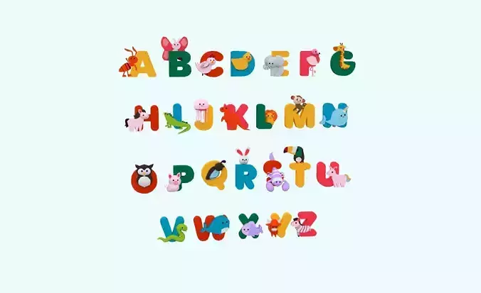 Cartoon Animal Alphabet v017