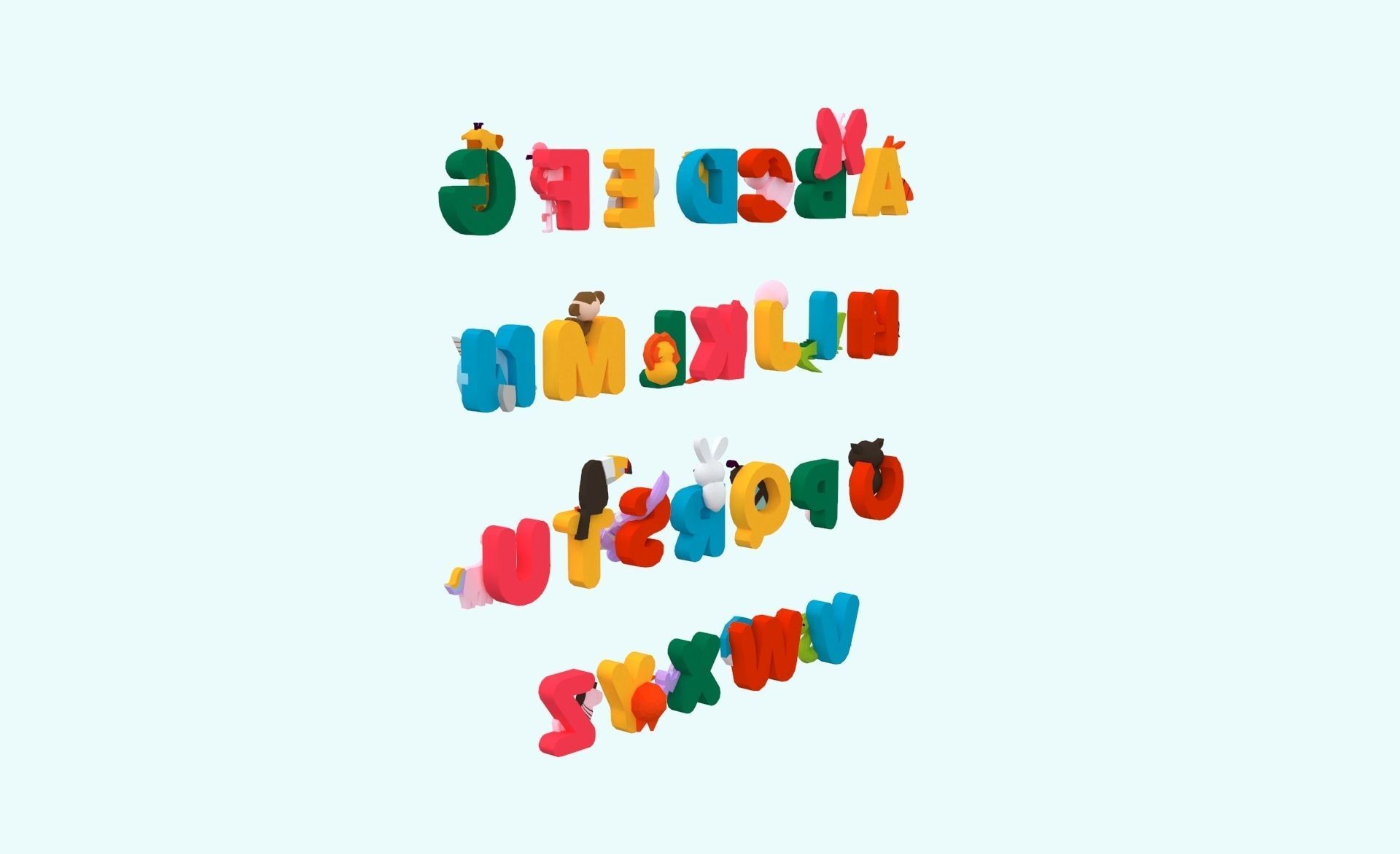 Cartoon Animal Alphabet v017 Low-poly 3D model_17
