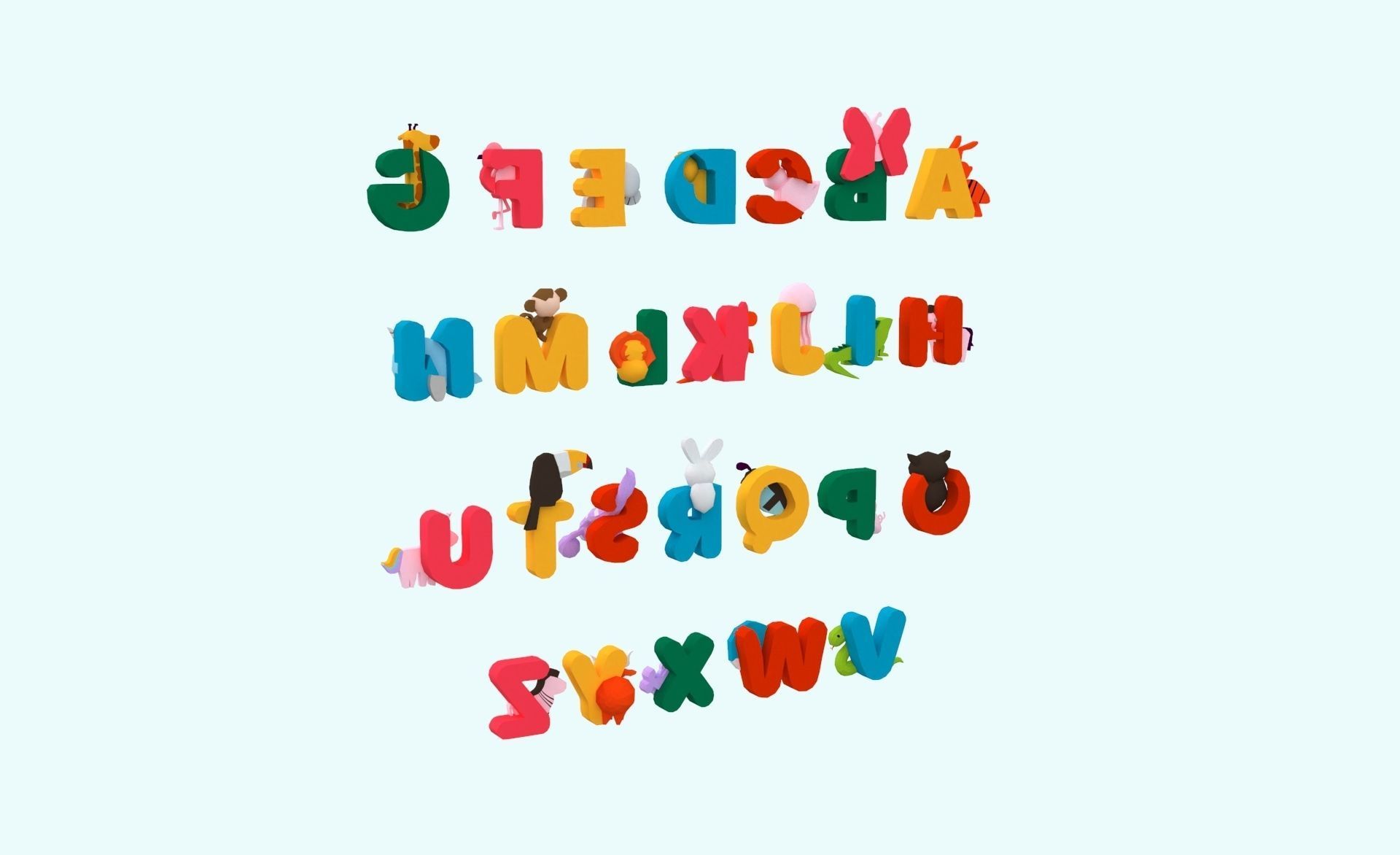 Cartoon Animal Alphabet v017 Low-poly 3D model_18