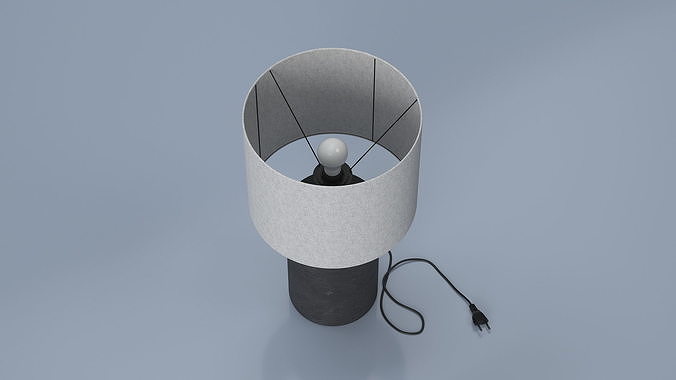 Table Lamp with Fabric Shade 3D model 4
