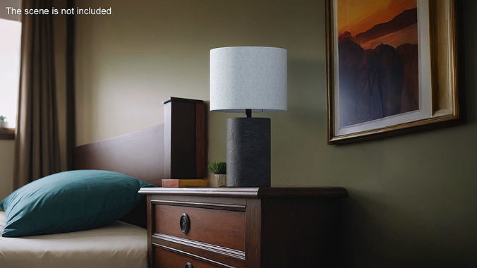 Table Lamp with Fabric Shade 3D model 2