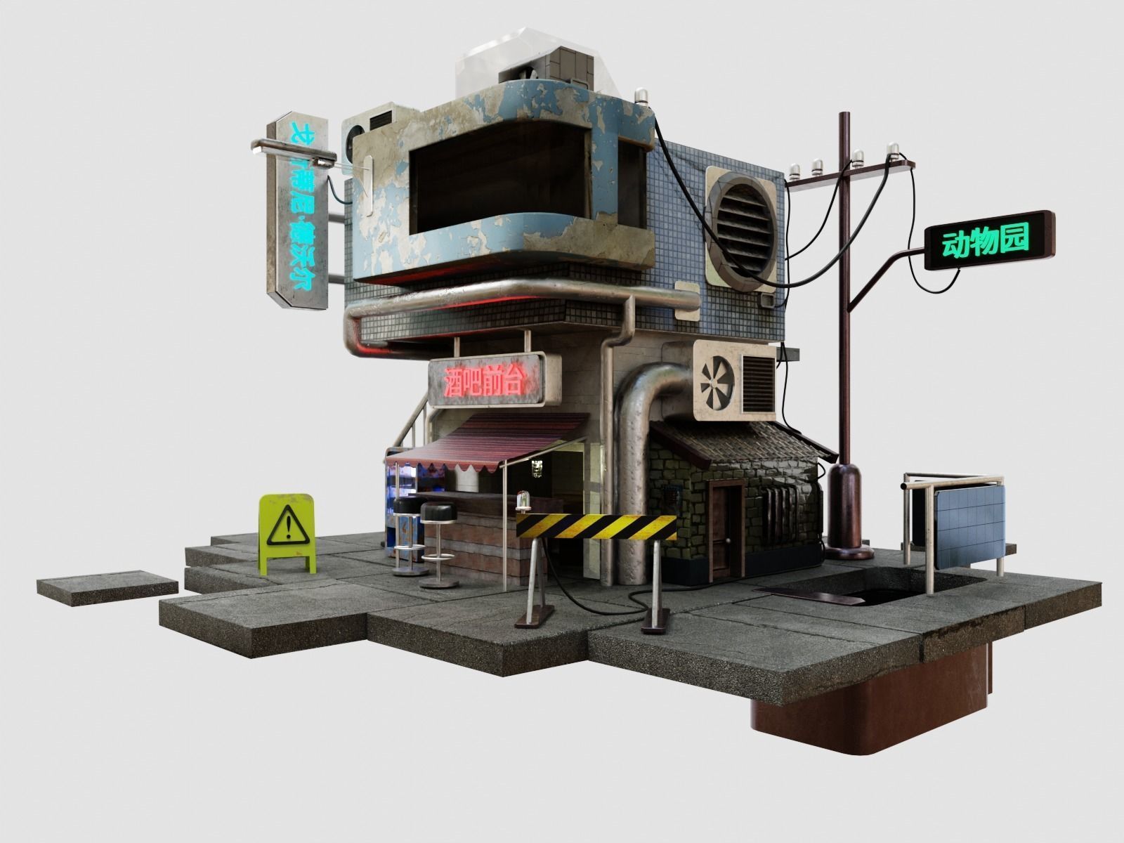 Cyberpunk house 3D model_1