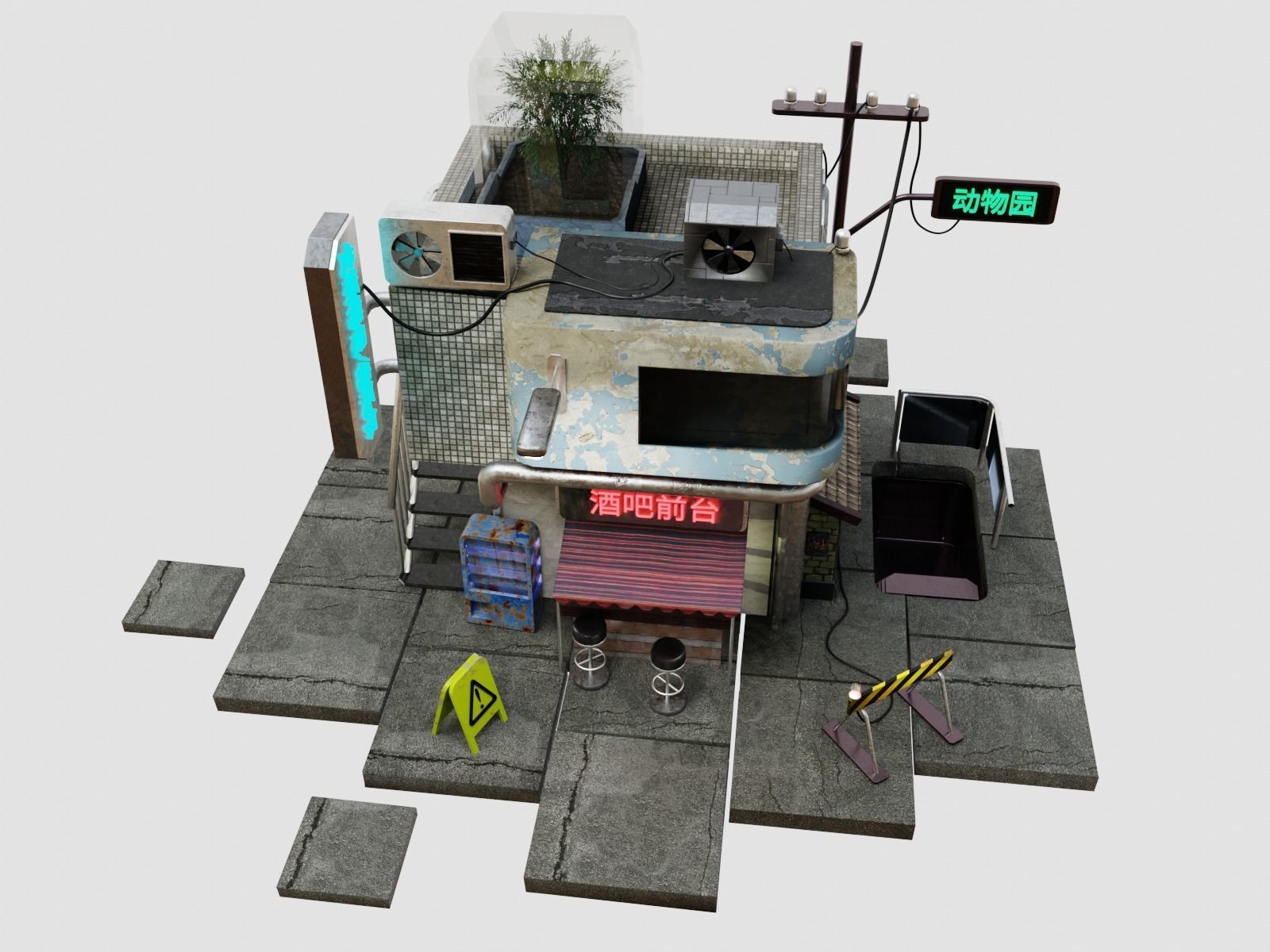 Cyberpunk house 3D model_4