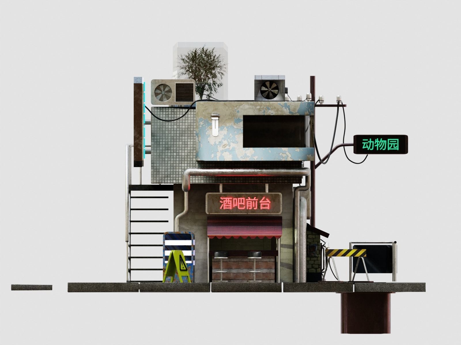 Cyberpunk house 3D model_2