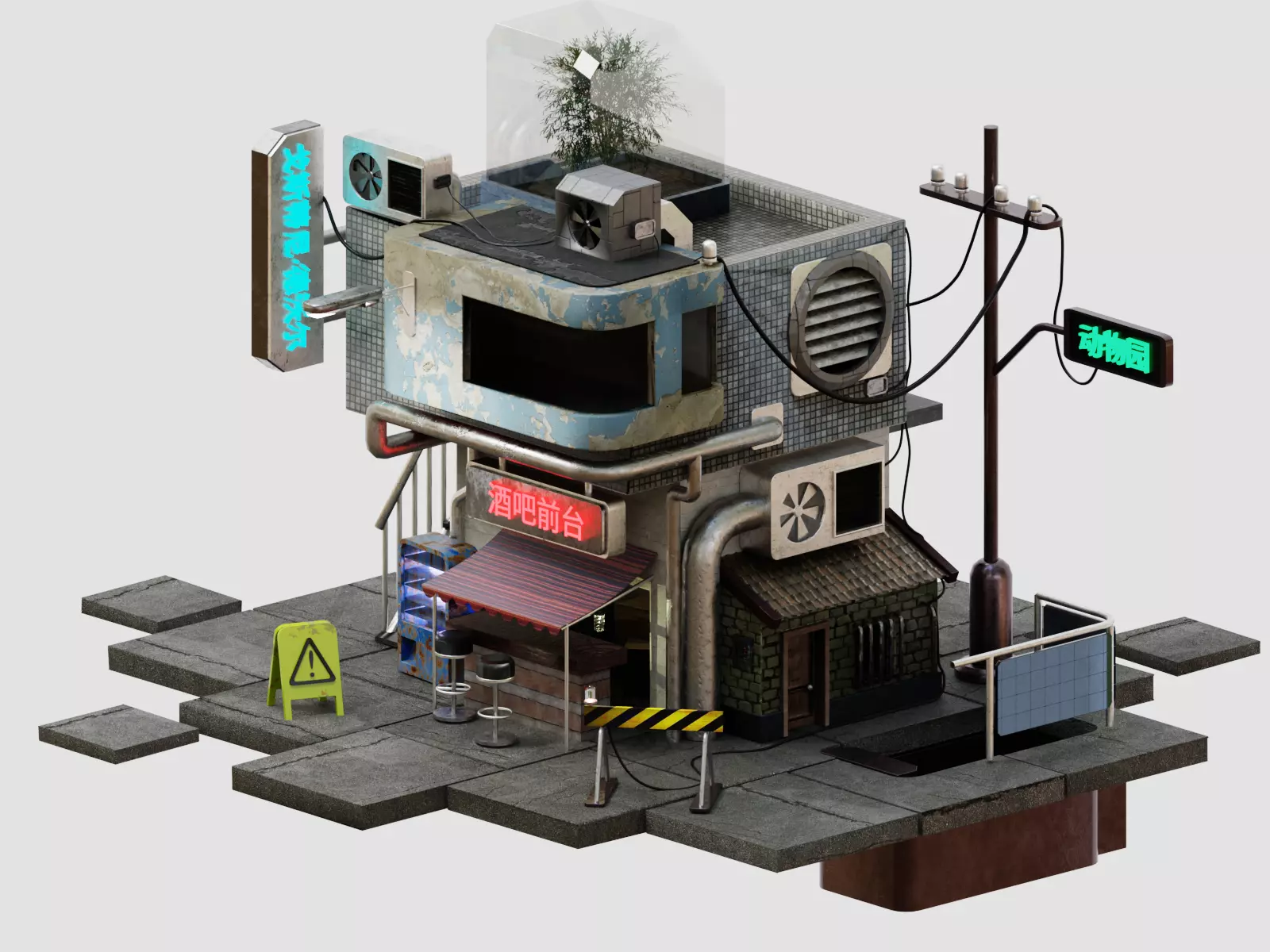 Cyberpunk house 3D model_0