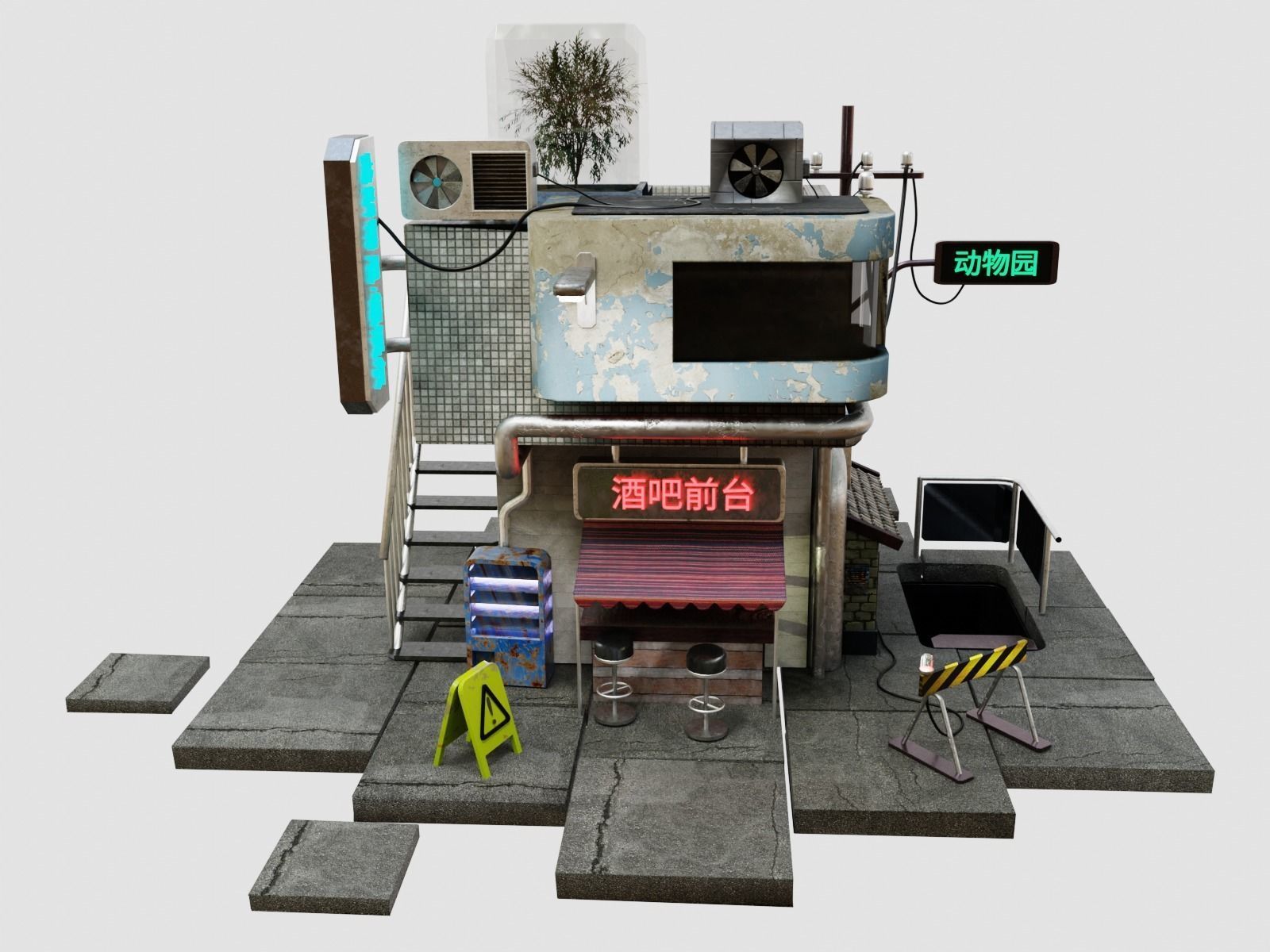 Cyberpunk house 3D model_3