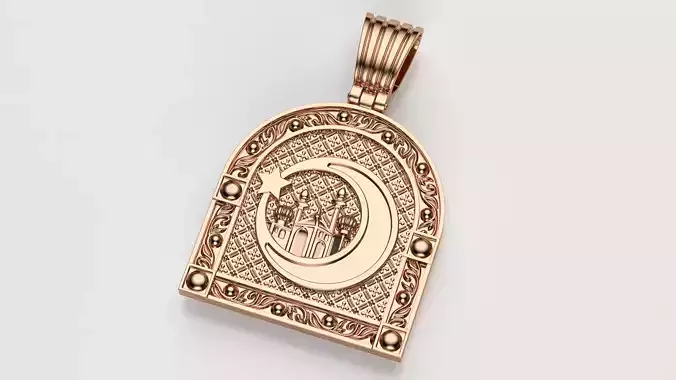 Muslim Islam Castle Moon Pendant