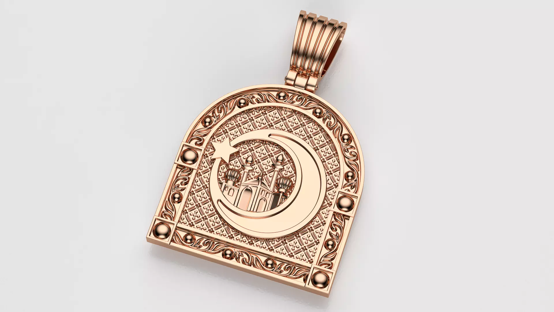 Muslim Islam Castle Moon Pendant 3D print model