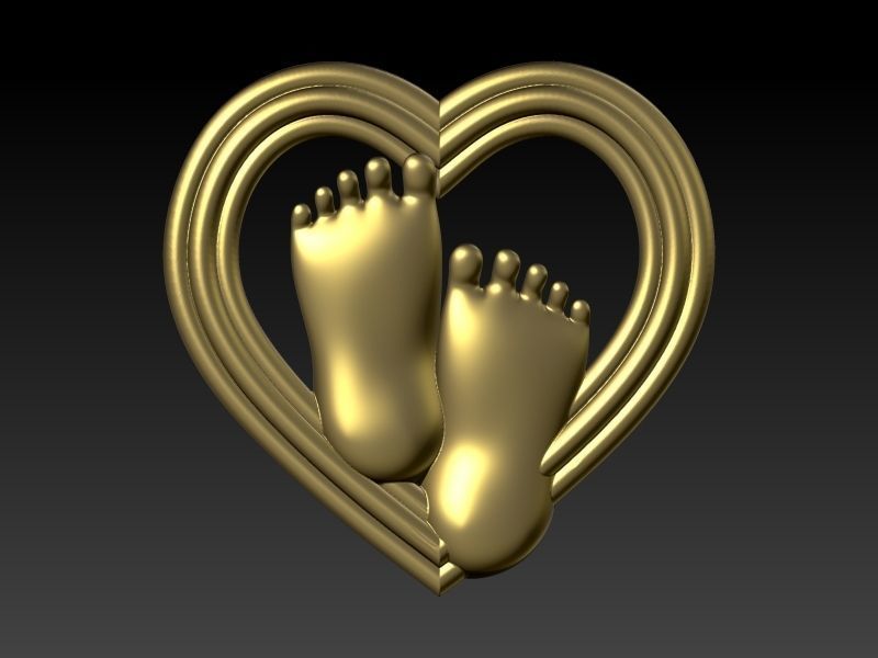 pendant baby foot baby-heels  pregnant moms jewelry 3D print model_11
