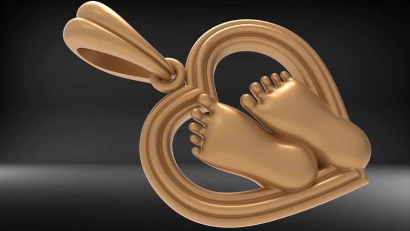 pendant baby foot baby-heels  pregnant moms jewelry 3D print model_5