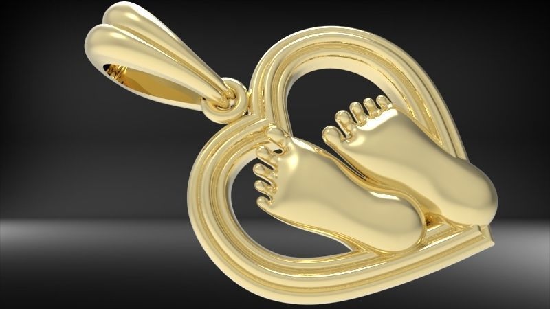 pendant baby foot baby-heels  pregnant moms jewelry 3D print model_30