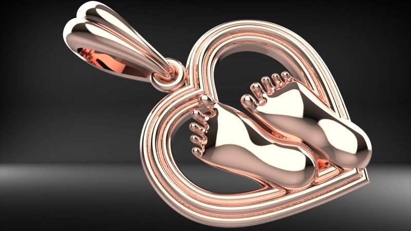 pendant baby foot baby-heels  pregnant moms jewelry 3D print model_8