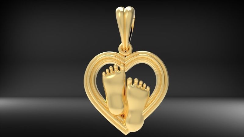pendant baby foot baby-heels  pregnant moms jewelry 3D print model_19