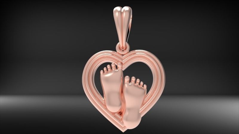 pendant baby foot baby-heels  pregnant moms jewelry 3D print model_22