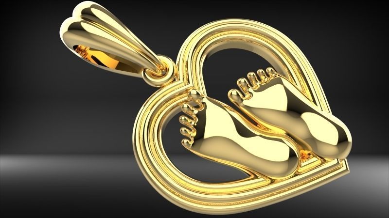 pendant baby foot baby-heels  pregnant moms jewelry 3D print model_7