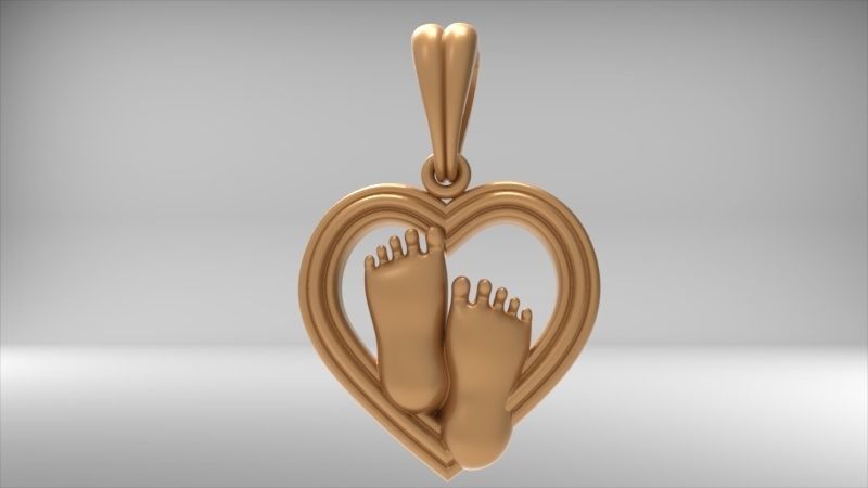 pendant baby foot baby-heels  pregnant moms jewelry 3D print model_16