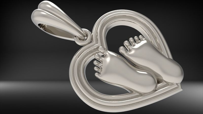 pendant baby foot baby-heels  pregnant moms jewelry 3D print model_6
