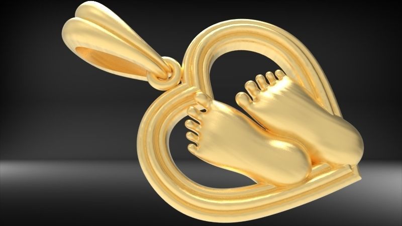 pendant baby foot baby-heels  pregnant moms jewelry 3D print model_1