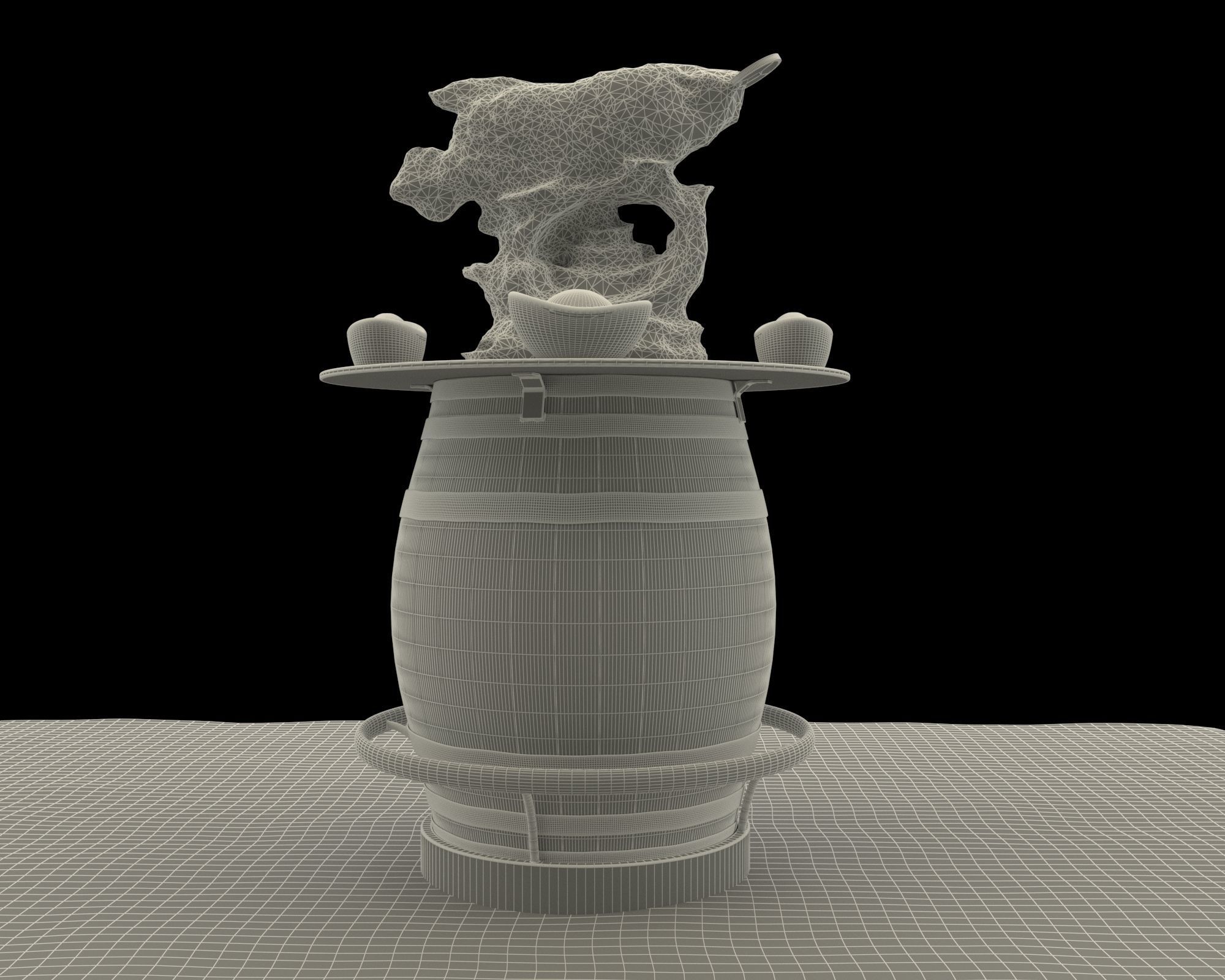 Chinese golden fish statue 3D model_6