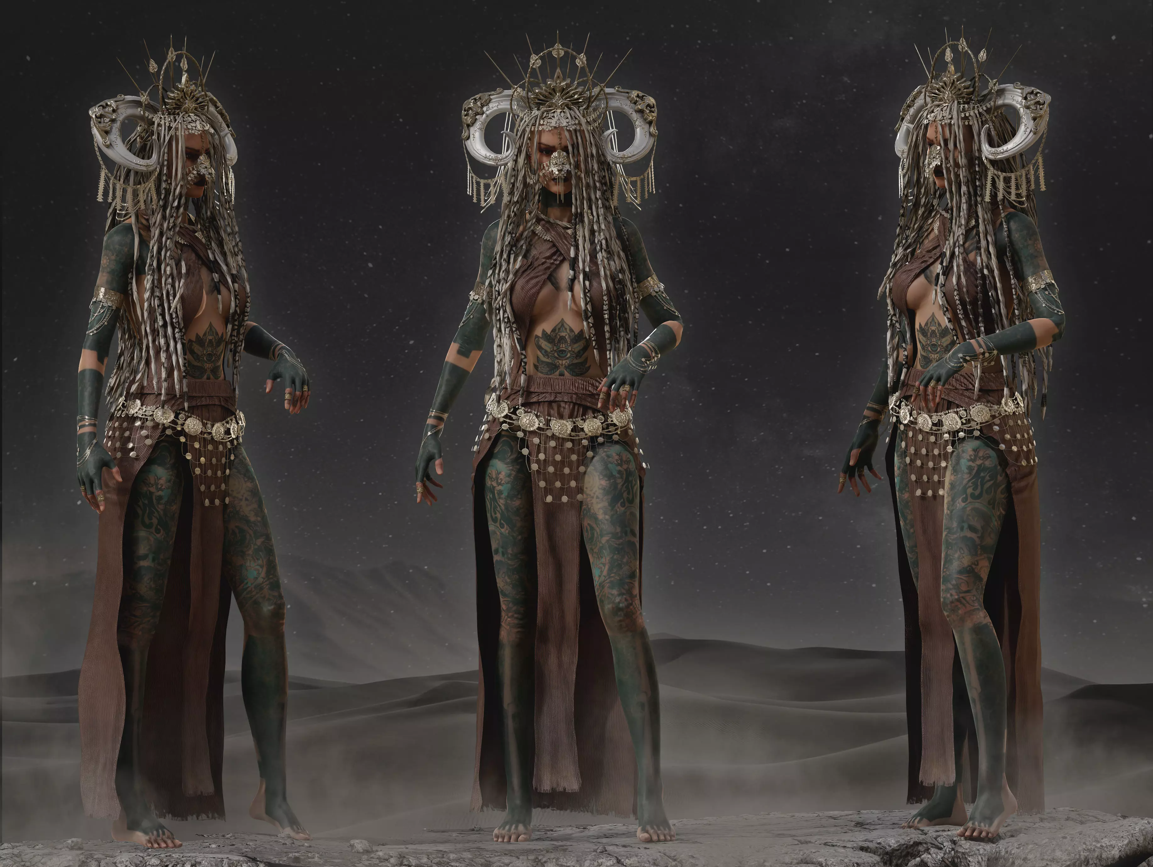 Priestess Low-poly 3D model