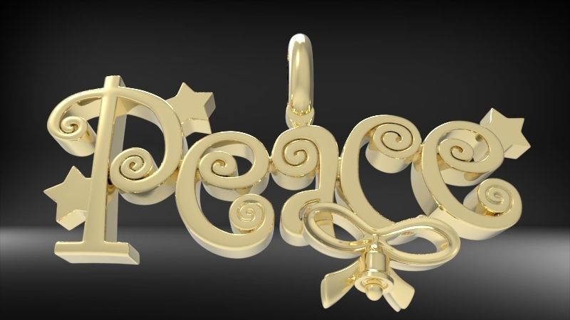 Peace Jewelry Hippie Style Love Peace Pendant Necklace 3D print model_3
