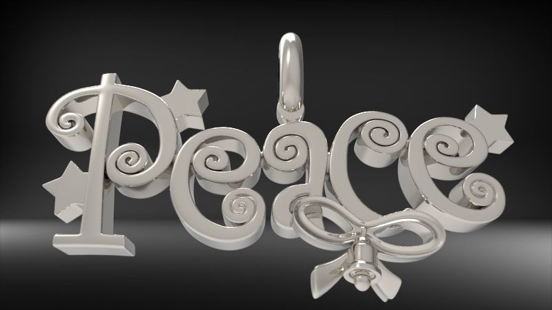 Peace Jewelry Hippie Style Love Peace Pendant Necklace 3D print model_8