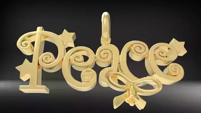 Peace  Jewelry Hippie Style Love Peace Pendant Necklace  3D print model