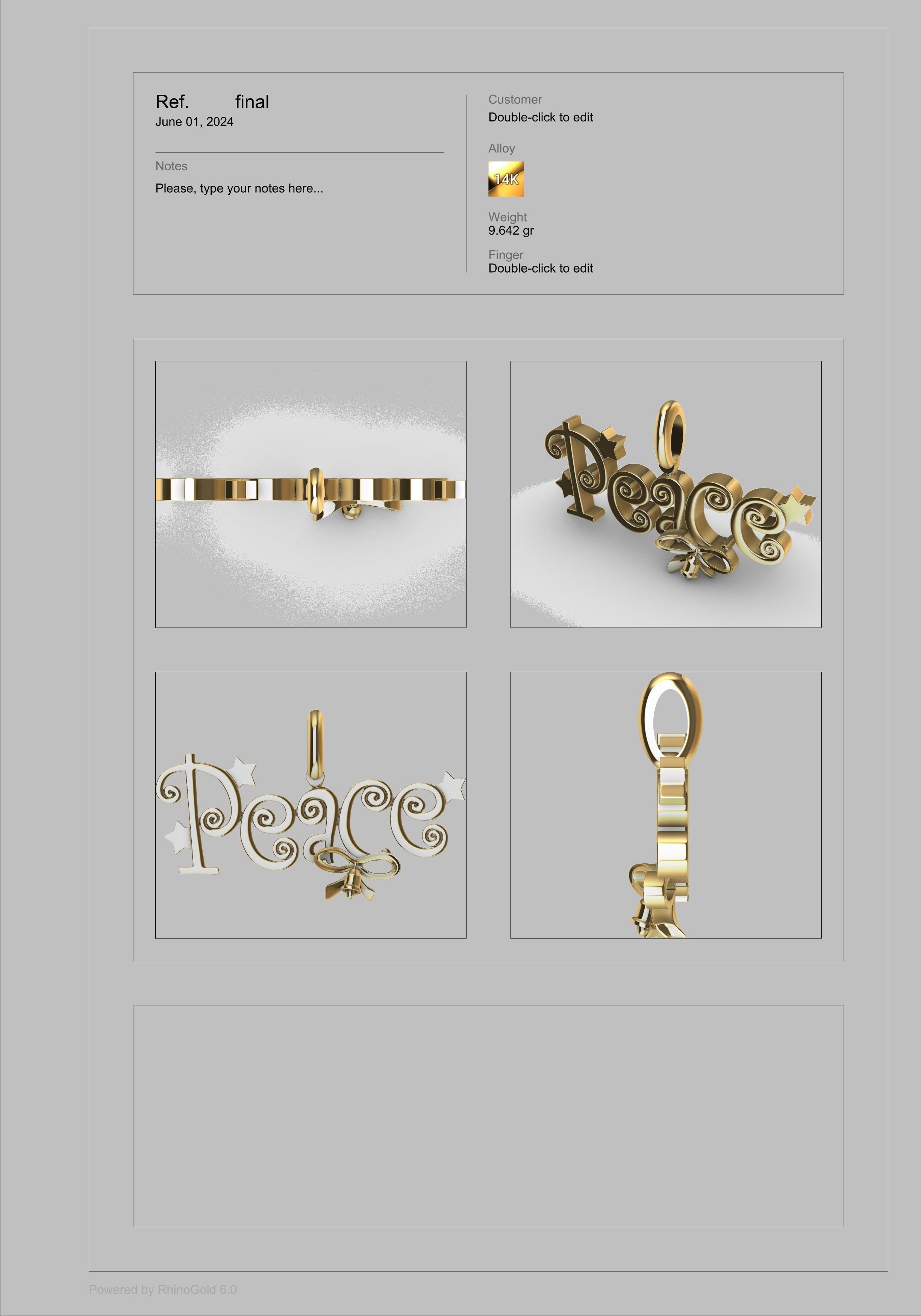 Peace Jewelry Hippie Style Love Peace Pendant Necklace 3D print model_9