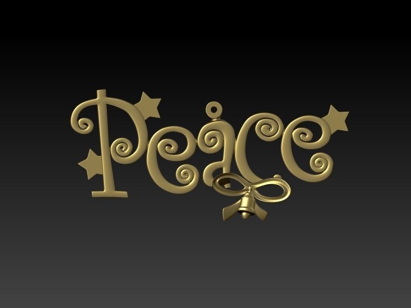 Peace Jewelry Hippie Style Love Peace Pendant Necklace 3D print model_7