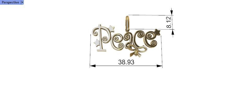 Peace Jewelry Hippie Style Love Peace Pendant Necklace 3D print model_6