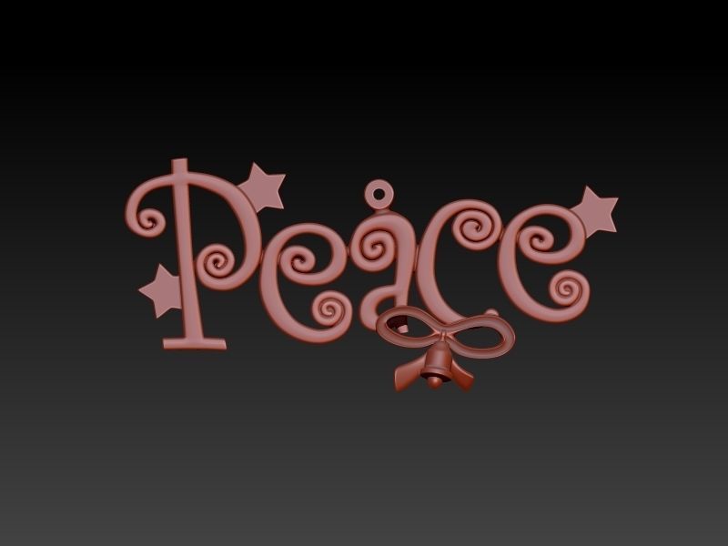 Peace Jewelry Hippie Style Love Peace Pendant Necklace 3D print model_1