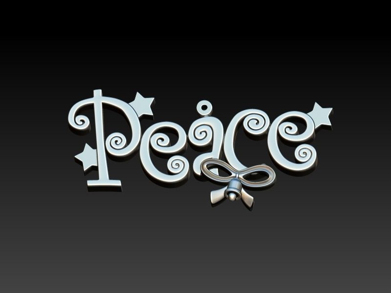 Peace Jewelry Hippie Style Love Peace Pendant Necklace 3D print model_5