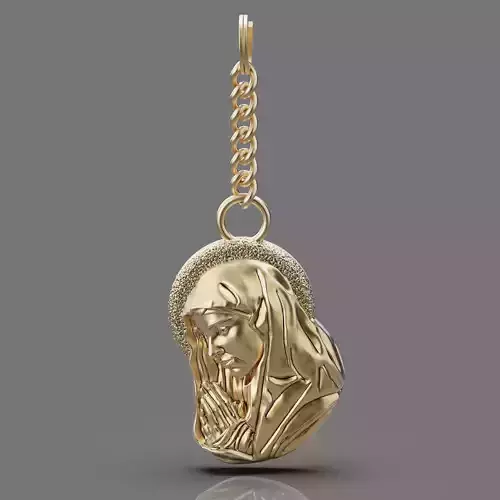 Virgin Mary silverkey holder gold jewelry printable 3D model
