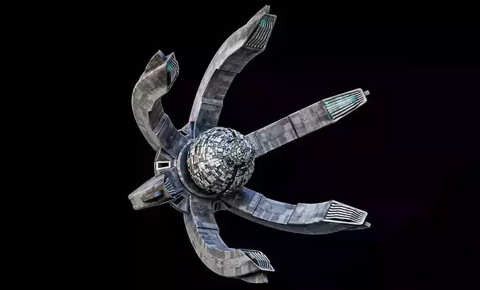 Lowpoly Space Station The Crown Game Ready