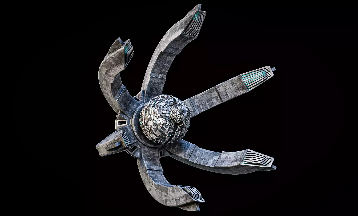 Lowpoly Space Station The Crown Game Ready Low-poly 3D model_0