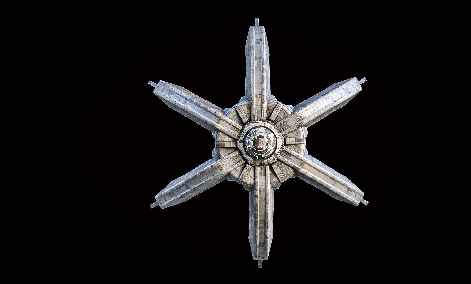 Lowpoly Space Station The Crown Game Ready Low-poly 3D model_3
