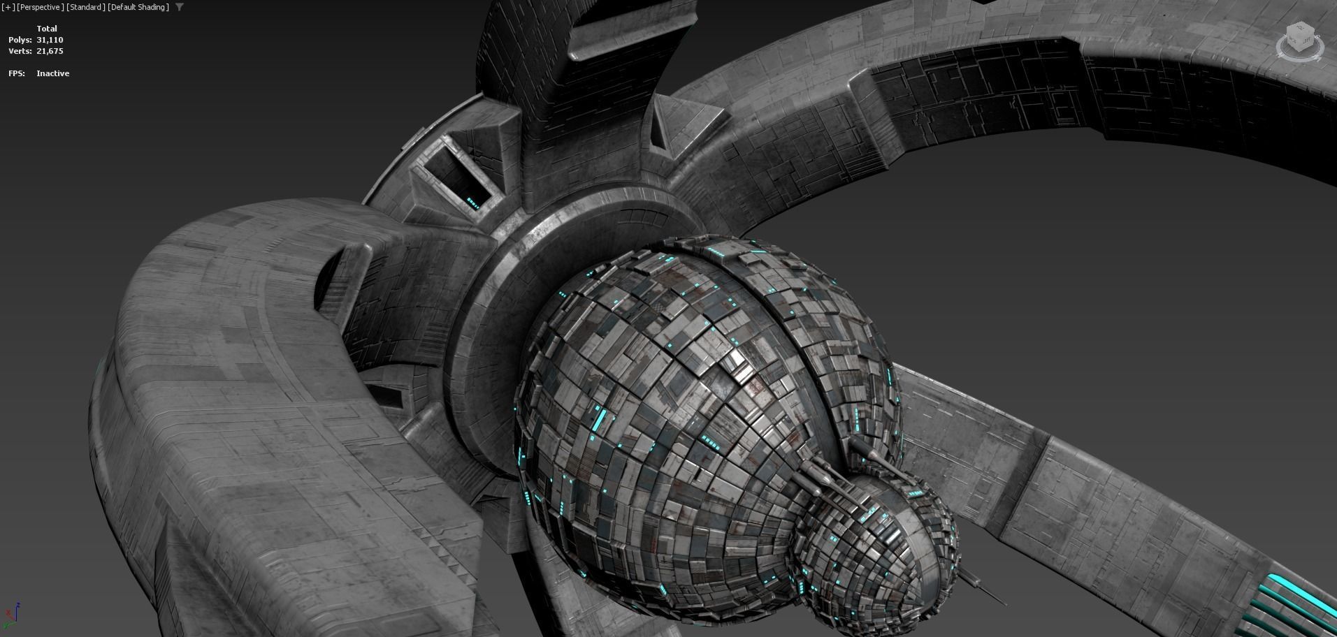 Lowpoly Space Station The Crown Game Ready Low-poly 3D model_6