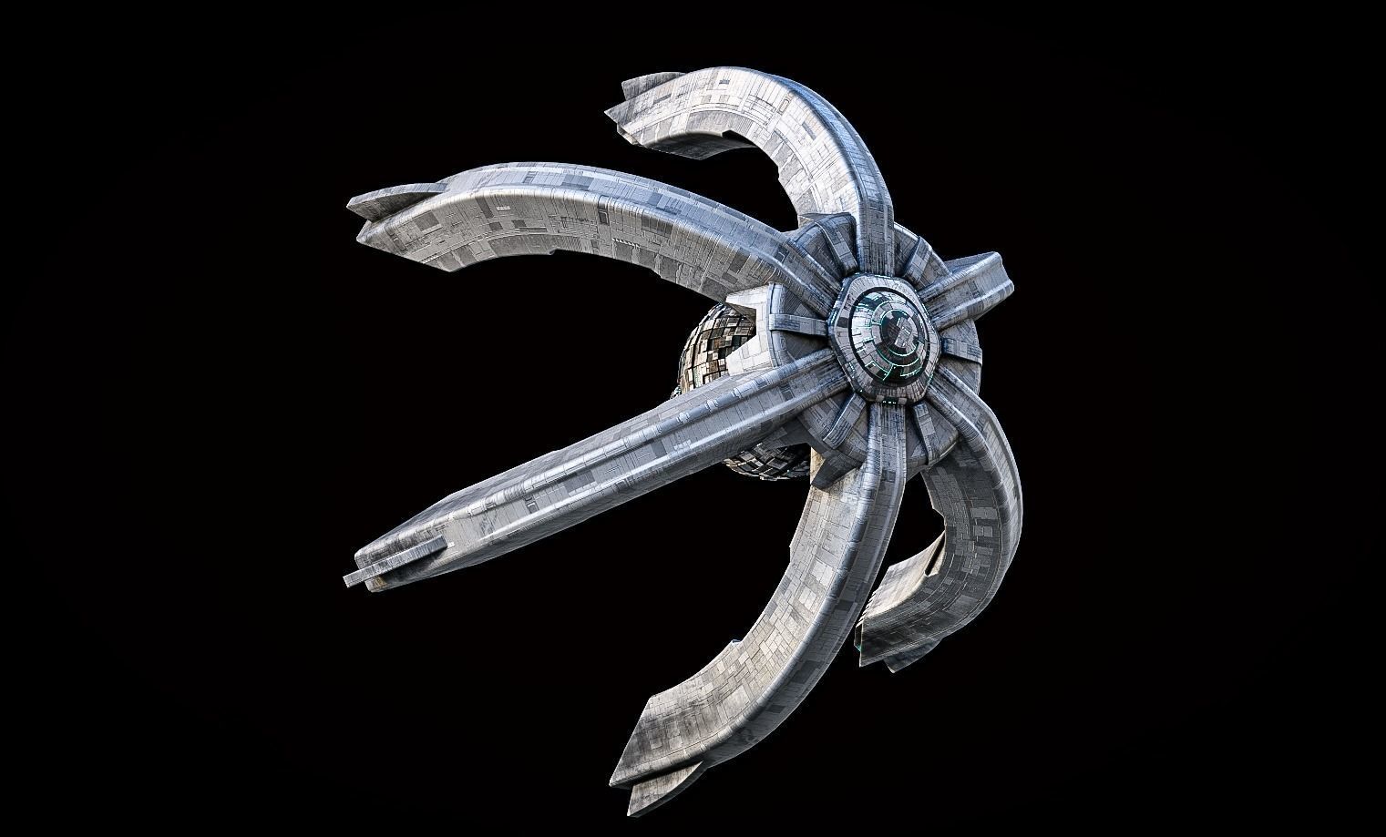 Lowpoly Space Station The Crown Game Ready Low-poly 3D model_1