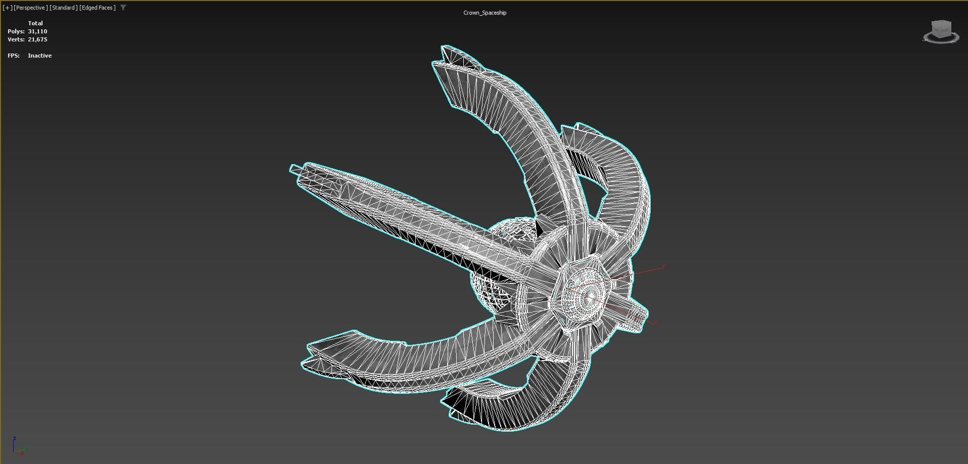 Lowpoly Space Station The Crown Game Ready Low-poly 3D model_5