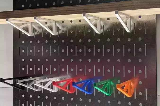 Sheet metal pegboard shelf bracket