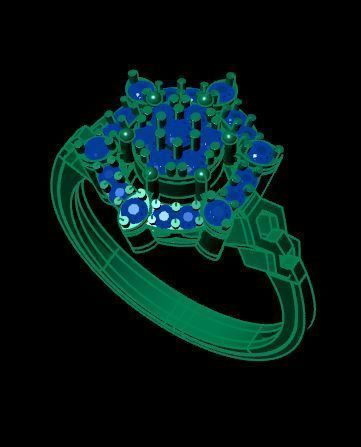 wedding ring for daimonds 3D print model_9