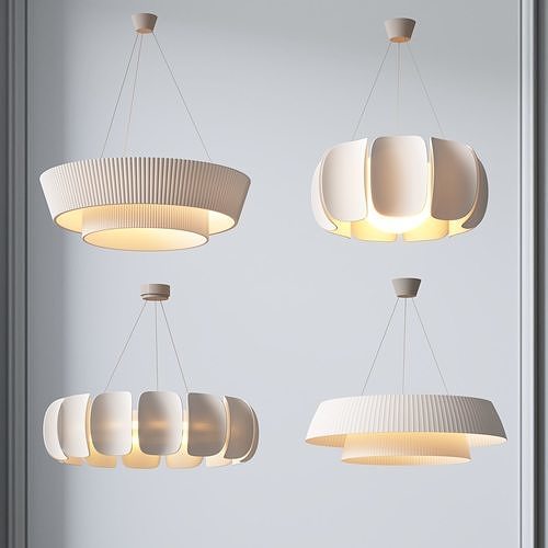 Cream style chandelier 3D model